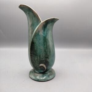 Stangl Terra Rose Pottery Vase Green Pink 8 1/2" Tall #3730 MCM Tulip Decor